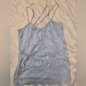 Lace Spaghetti Strap Top in Light Blue